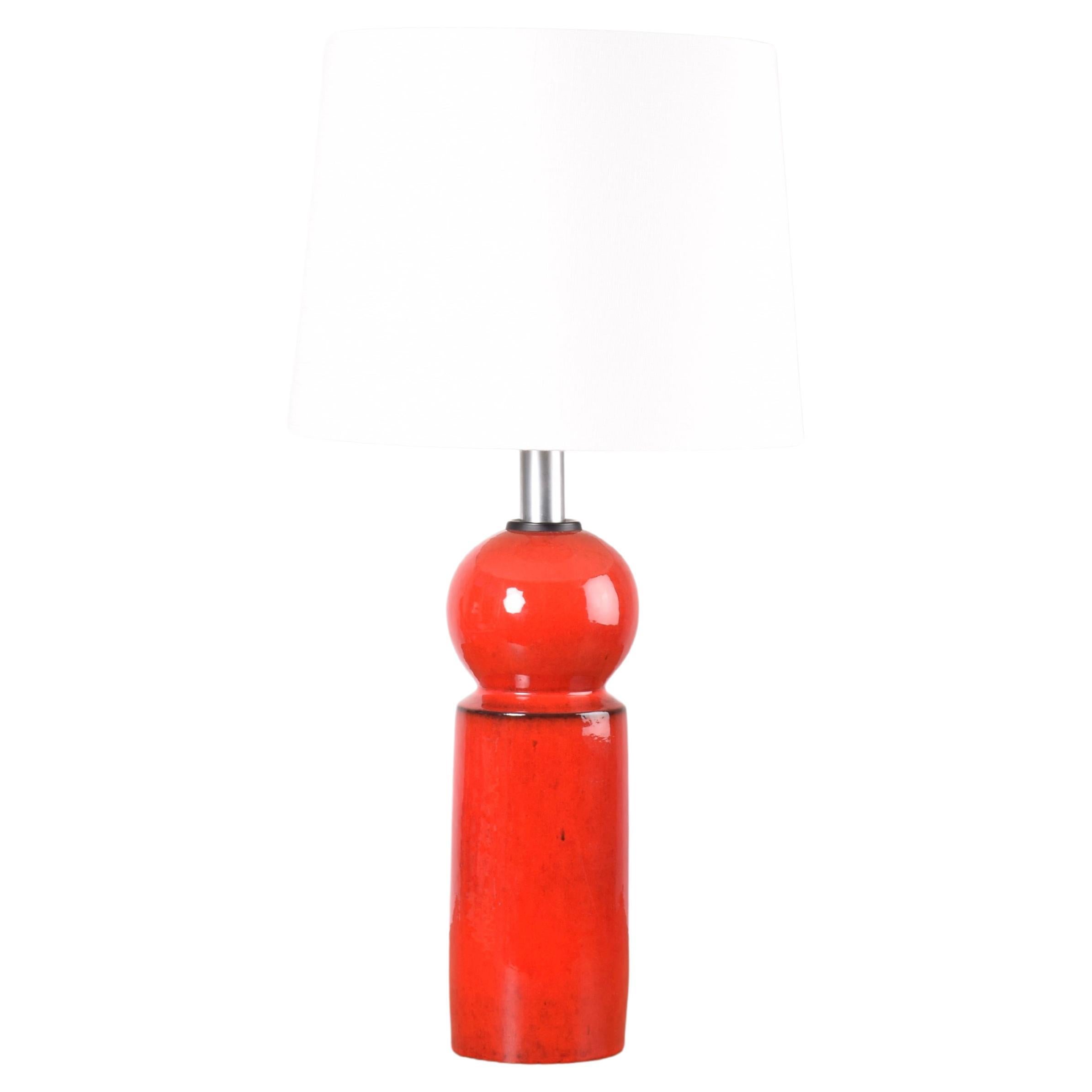 Danish Kähler Tall Sculptural Red Table Lamp by Allan Schmidt, Modern 1960s For Sale