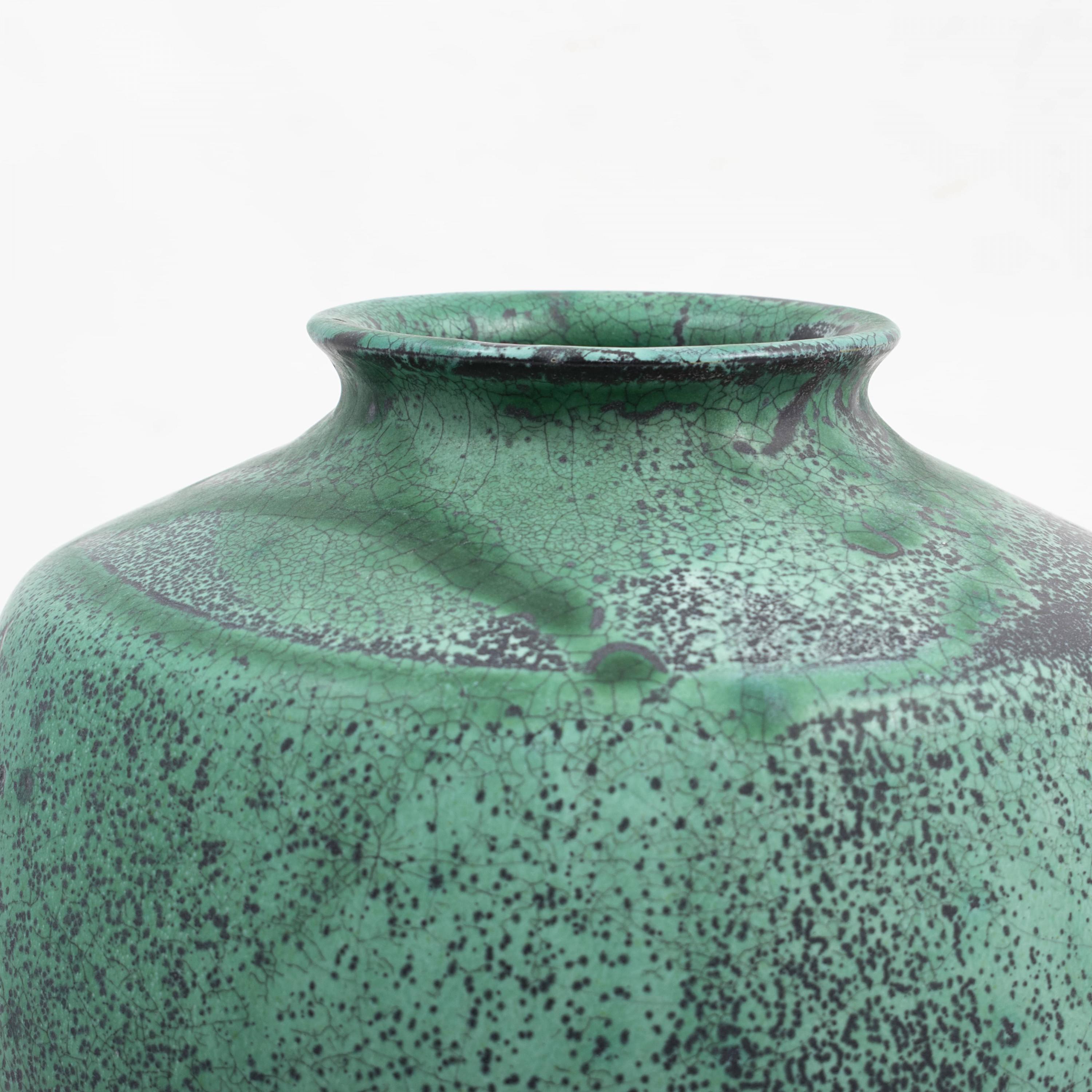 Glazed Danish Kähler Vase with Turquoise Green Glaze