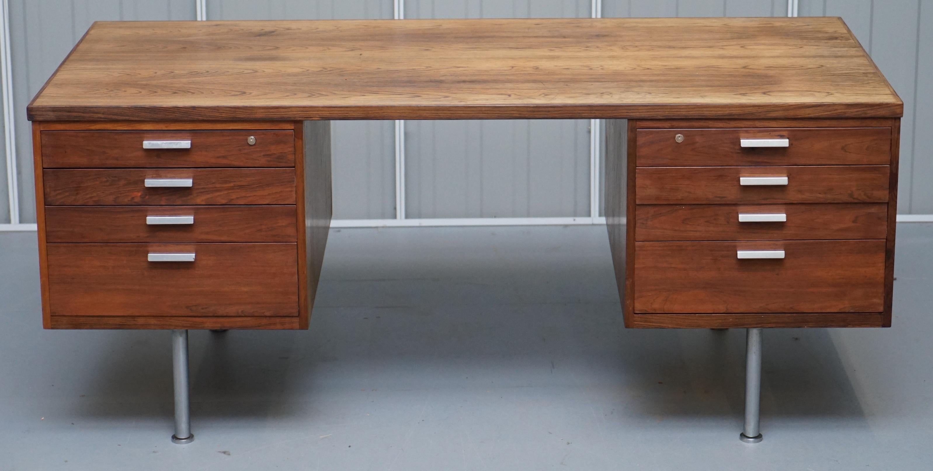 We are delighted to offer for sale this stunning 1960s Danish desk with bookshelf back after the design by Kai Kristiansen for Skovmand & Andersen in Brazilian hardwood

Danish designer Kai Kristiansen was born in 1929. Like many of Denmark's