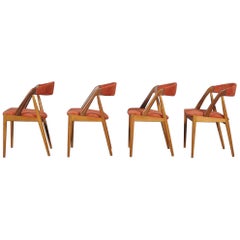 Danish Kai Kristiansen Four Teak Dining Chairs Model #31 for Scho Andersen 1960s