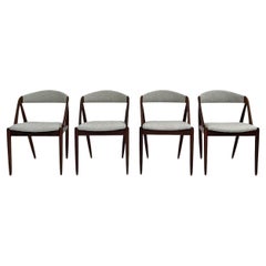 Danish Kai Kristiansen Model 31 Set of 4 Teak and Grey Wool Dining Chairs