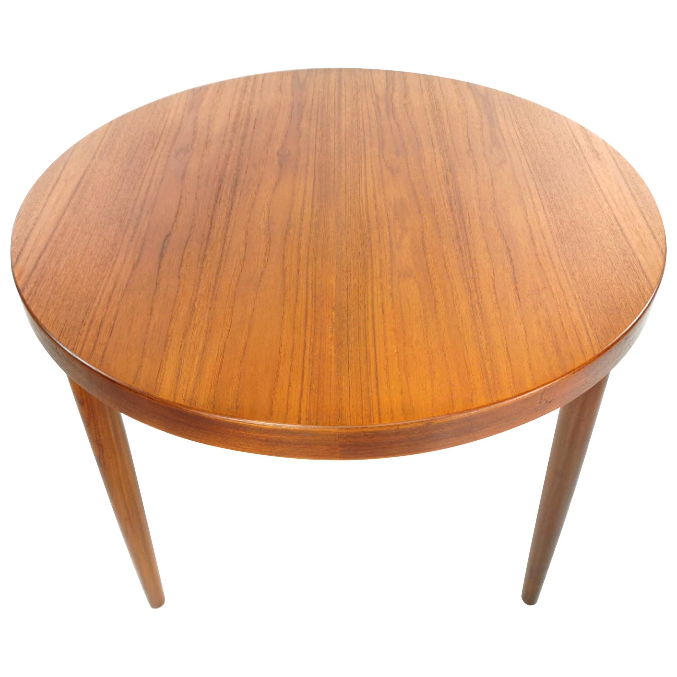 Danish Kai Kristiansen Round Teak Dining Table Midcentury, 1960s