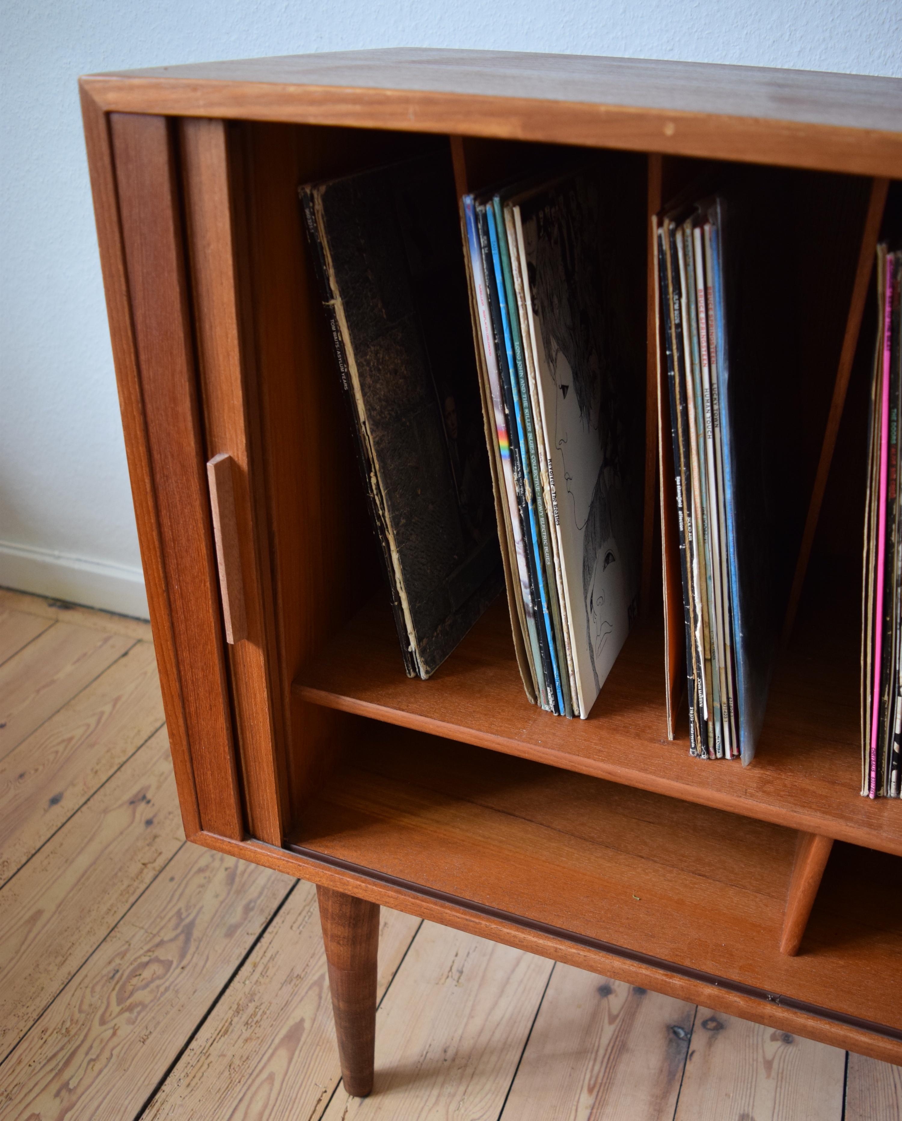 Danish Kai Kristiansen Teak Record Cabinet from FM Møbler, 1960s In Good Condition In Nyborg, DK