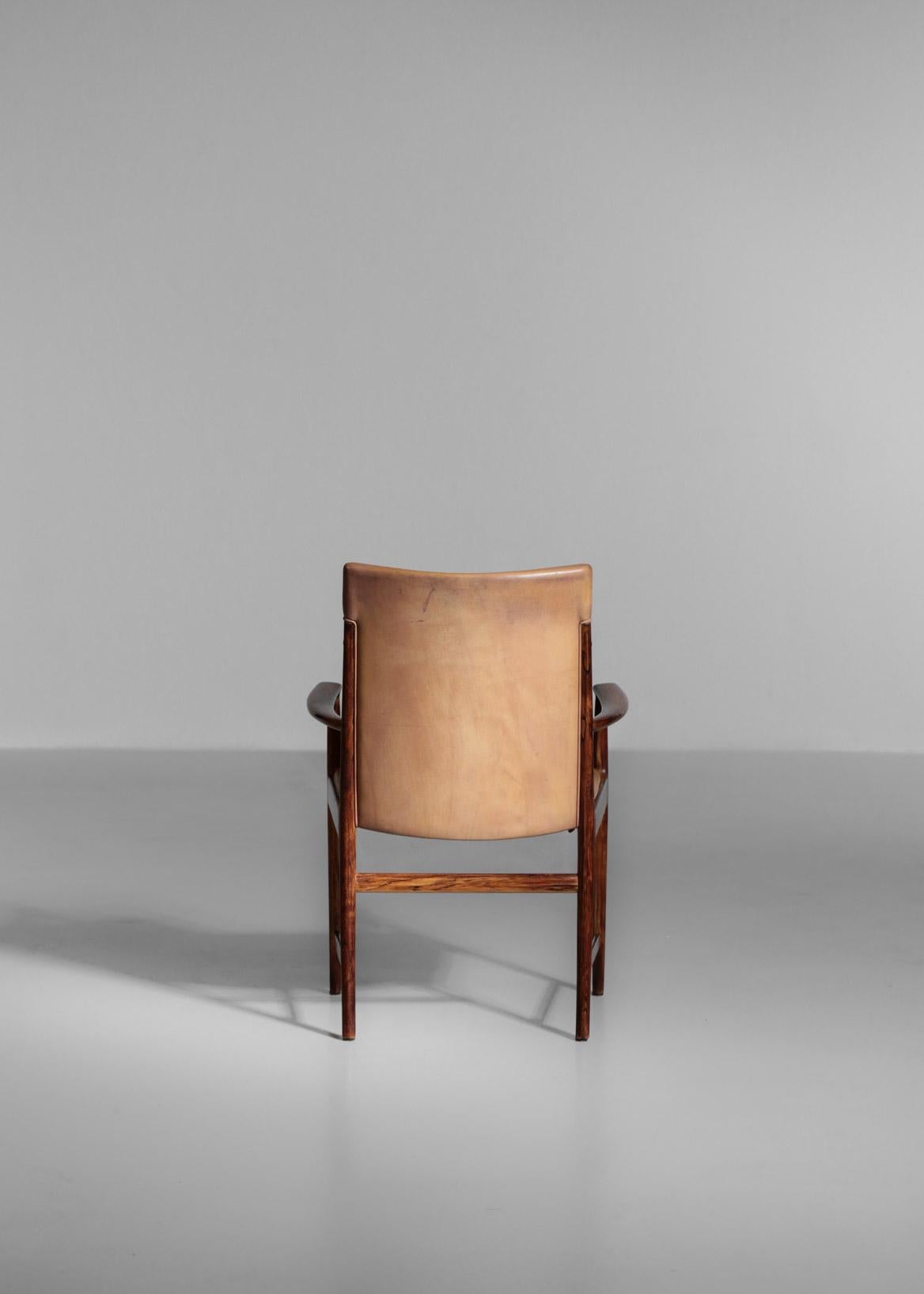 Danish Kai Lyngfeldt Larsen Armchair Scandinavian Leather Chair Soren Willadsen For Sale 2
