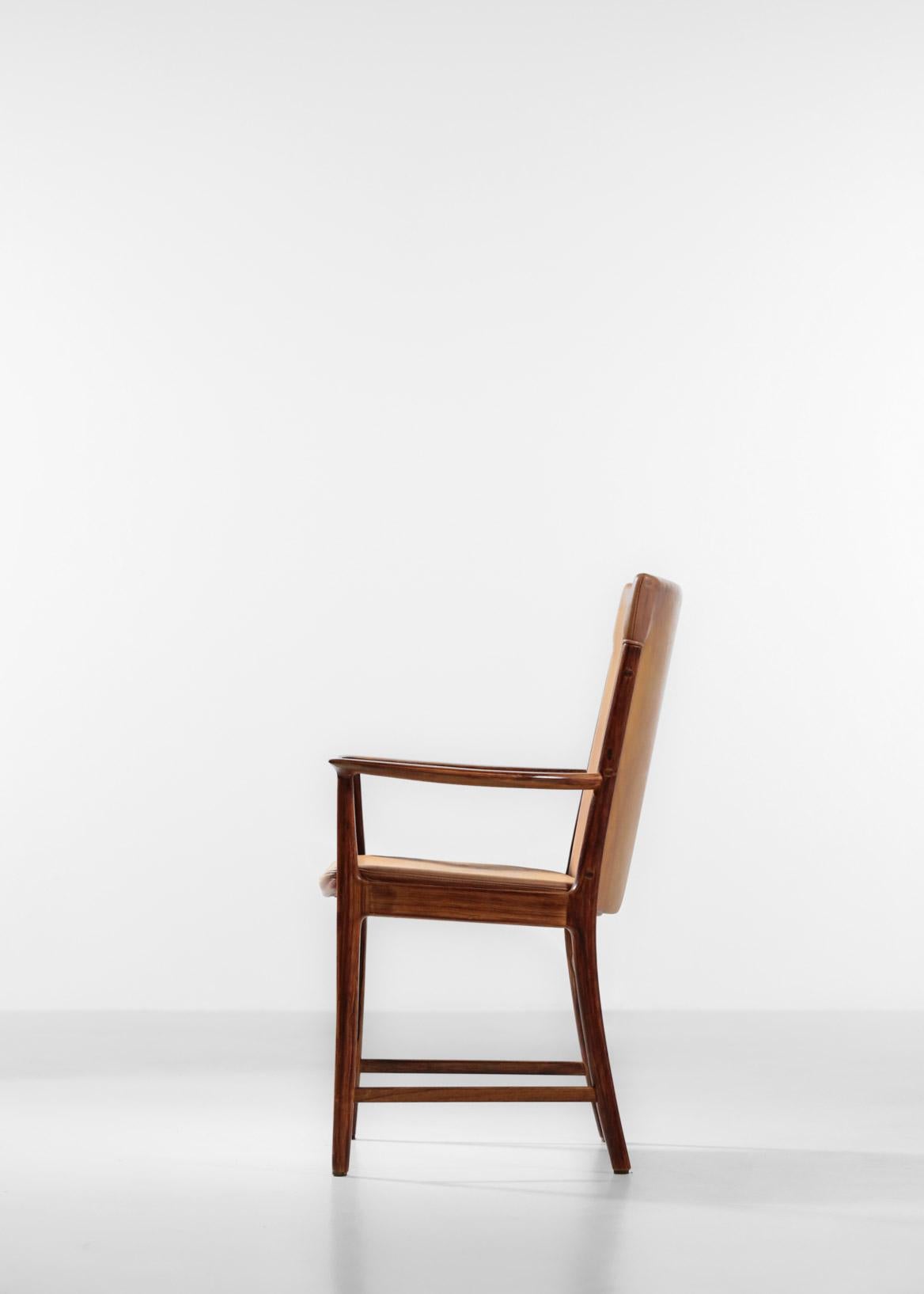 Fauteuil danois Kai Lyngfeldt Larsen en cuir scandinave Soren Willadsen en vente 5