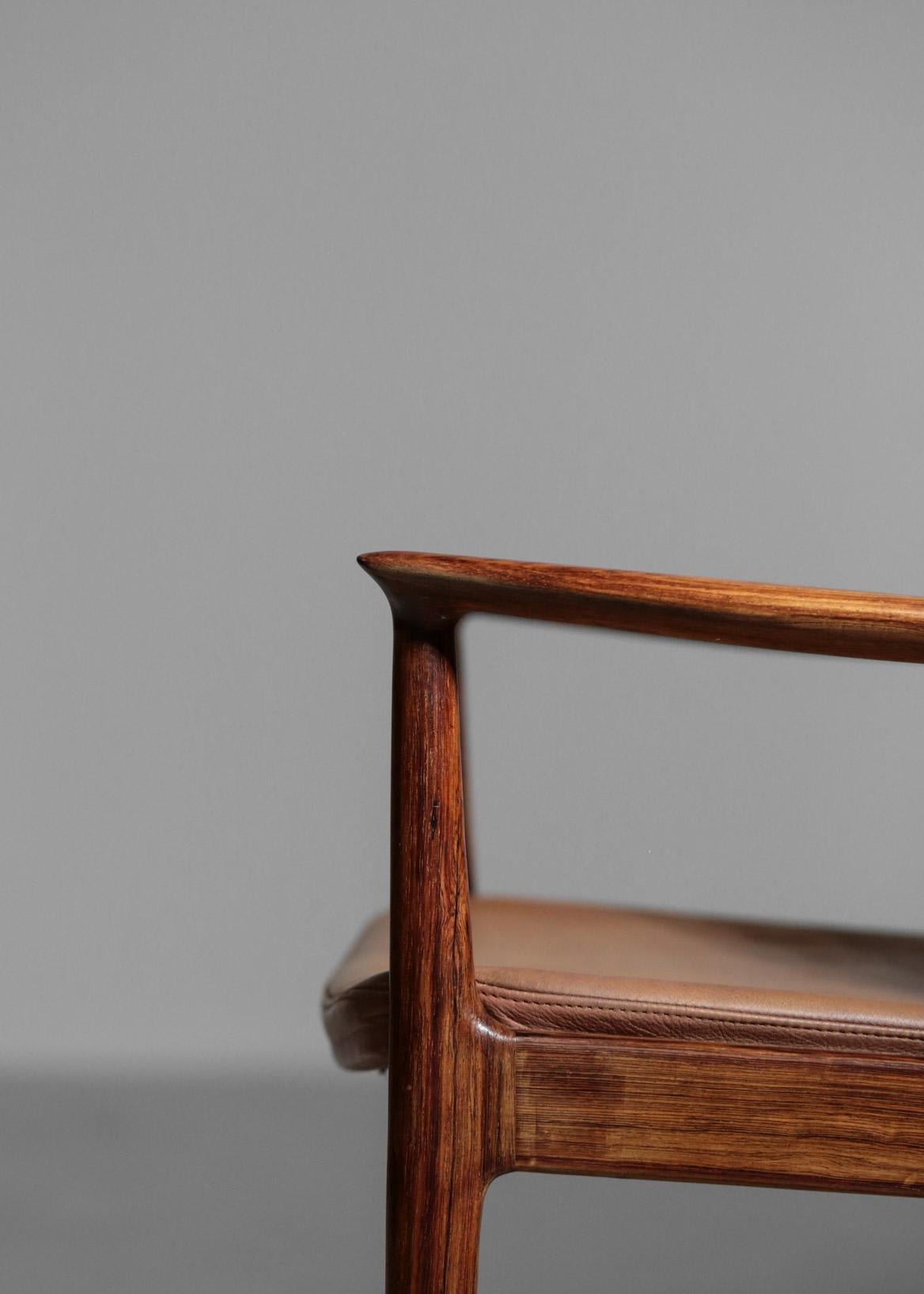 Danish Kai Lyngfeldt Larsen Armchair Scandinavian Leather Chair Soren Willadsen For Sale 5