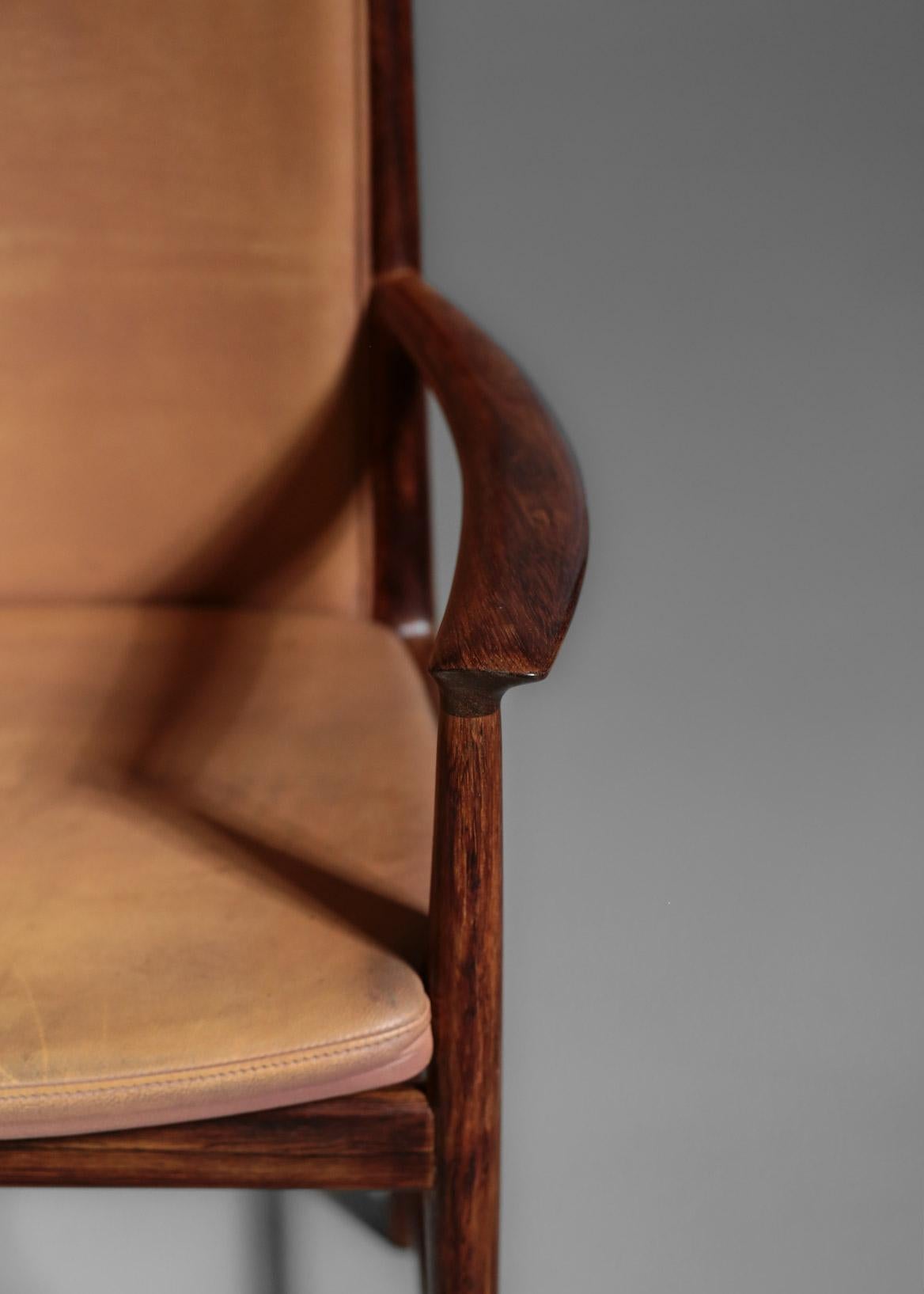 Danish Kai Lyngfeldt Larsen Armchair Scandinavian Leather Chair Soren Willadsen For Sale 6