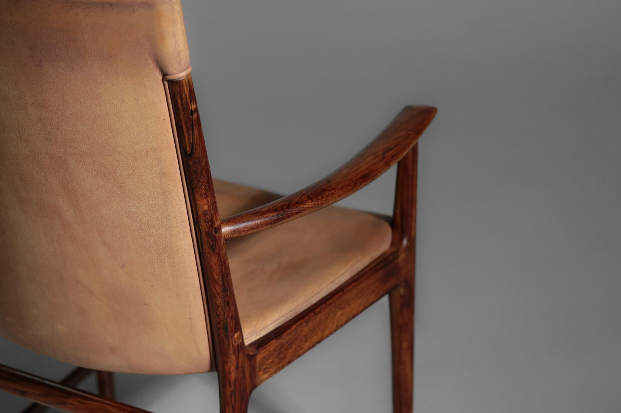 Danish Kai Lyngfeldt Larsen Armchair Scandinavian Leather Chair Soren Willadsen For Sale 9
