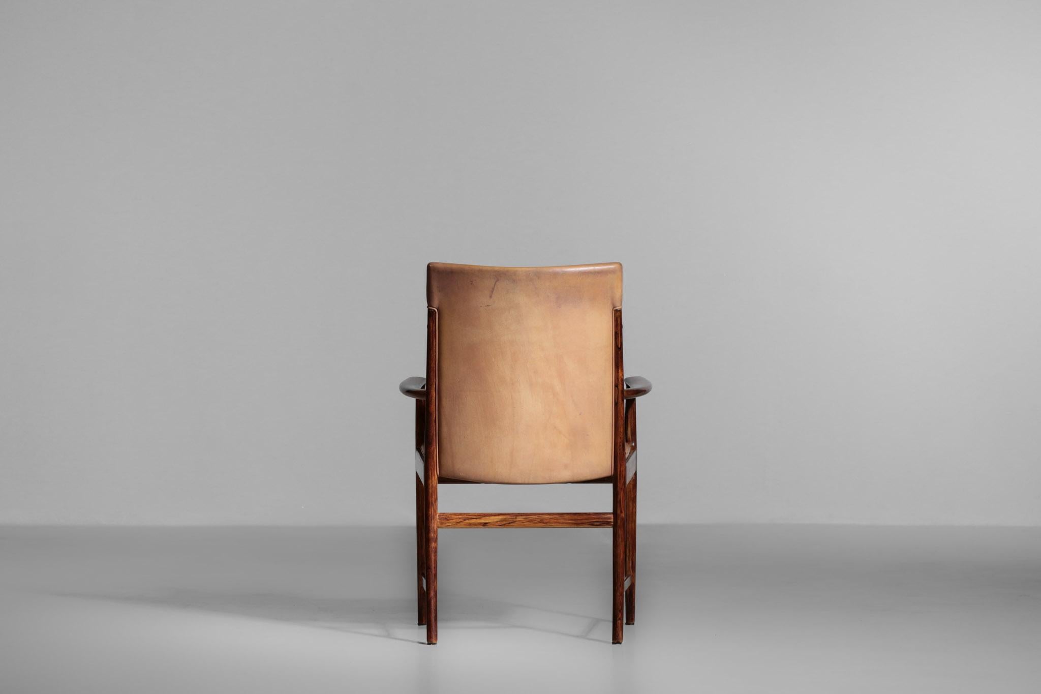 Fauteuil danois Kai Lyngfeldt Larsen en cuir scandinave Soren Willadsen en vente 2