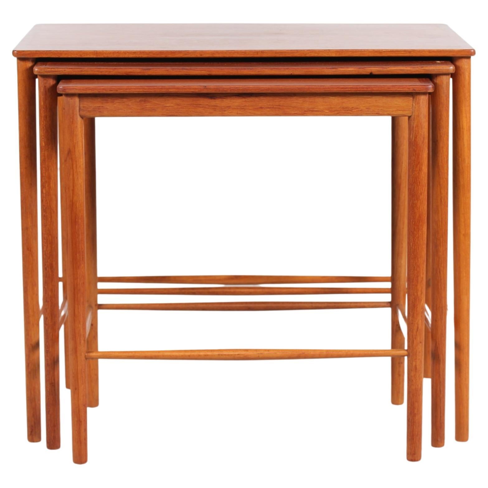 Danish Kaj Winding Nesting Tables of Teak by P. J. Furniture 1960s For Sale