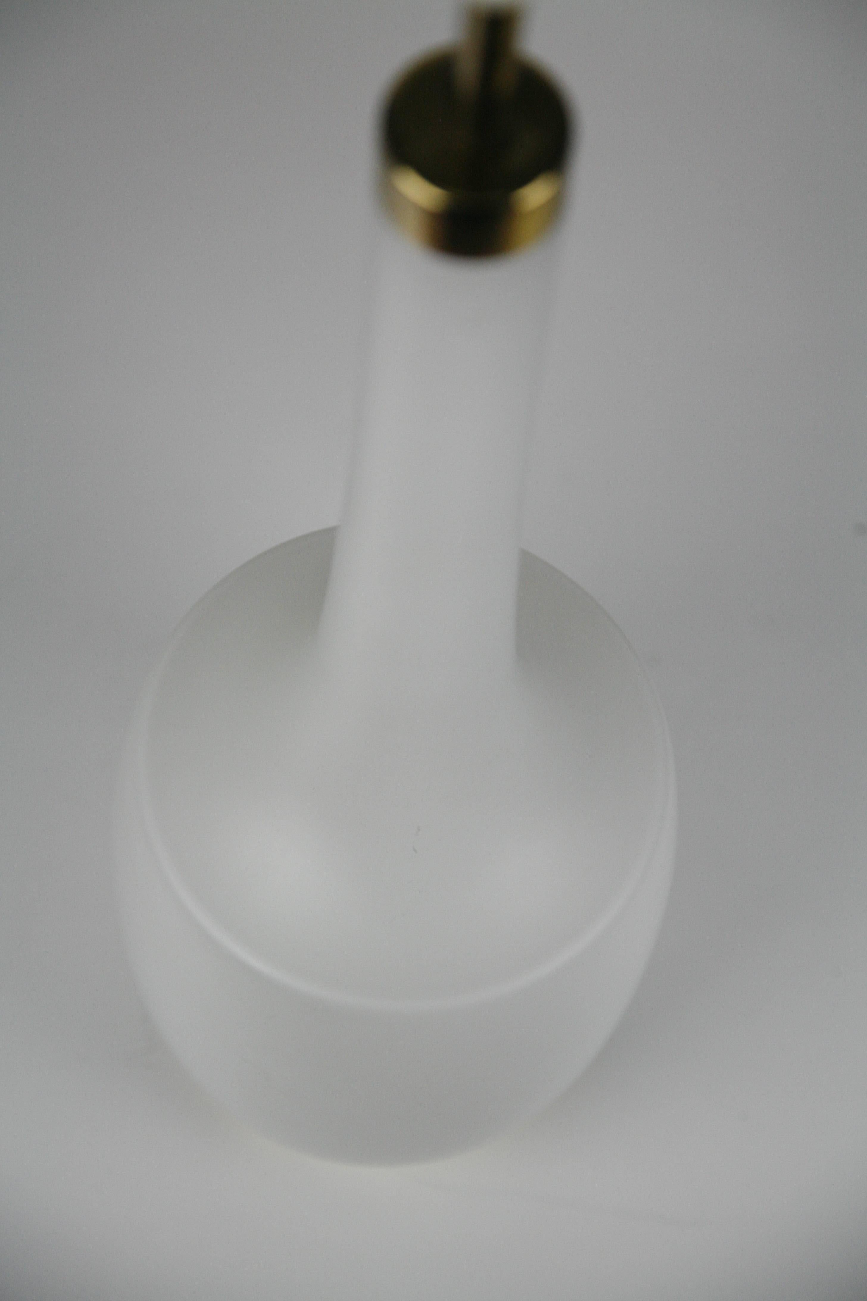 Blown Glass Danish Kastrup Opaline Glass Lamp with Brass Fitting, Denmark, 1960 For Sale