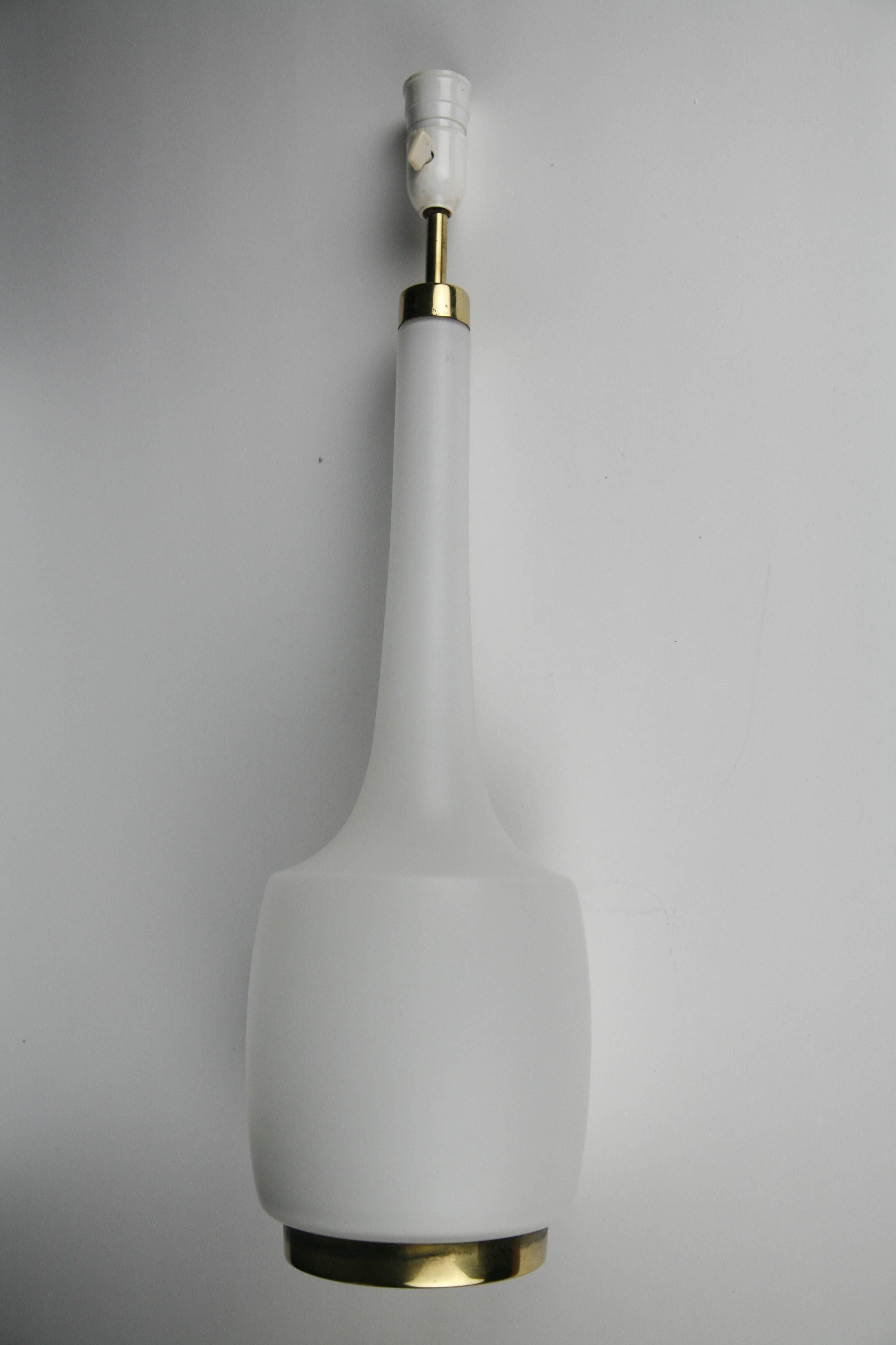 Danish Kastrup Opaline Glass Lamp with Brass Fitting, Denmark, 1960 For Sale 1