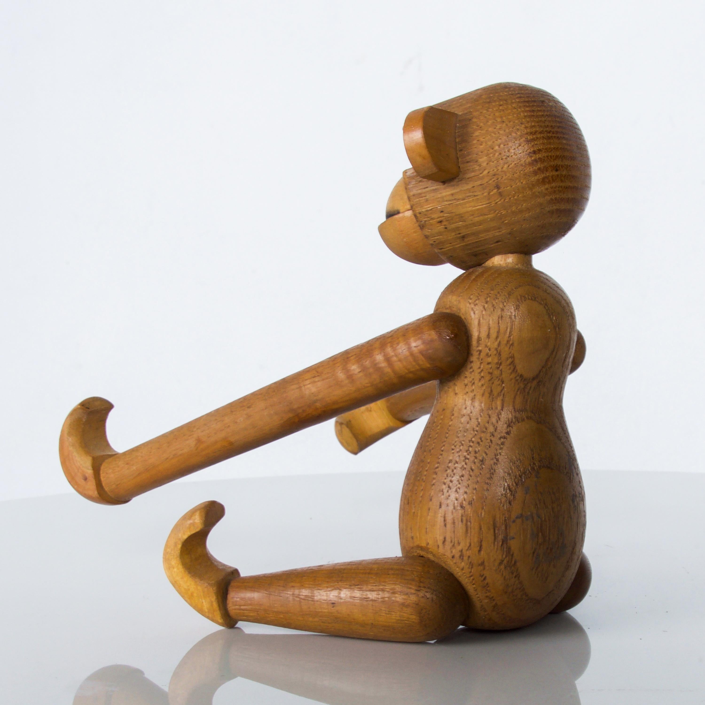 Scandinavian Modern Danish Kay Bojesen Era Teak & Oak Jointed Wood Toy Big Monkey 1960s Modern Japan
