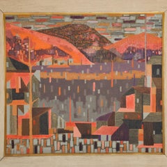 Años 50 Kay Nielsen Pintura abstracta al óleo sobre lienzo Los Angeles, CA