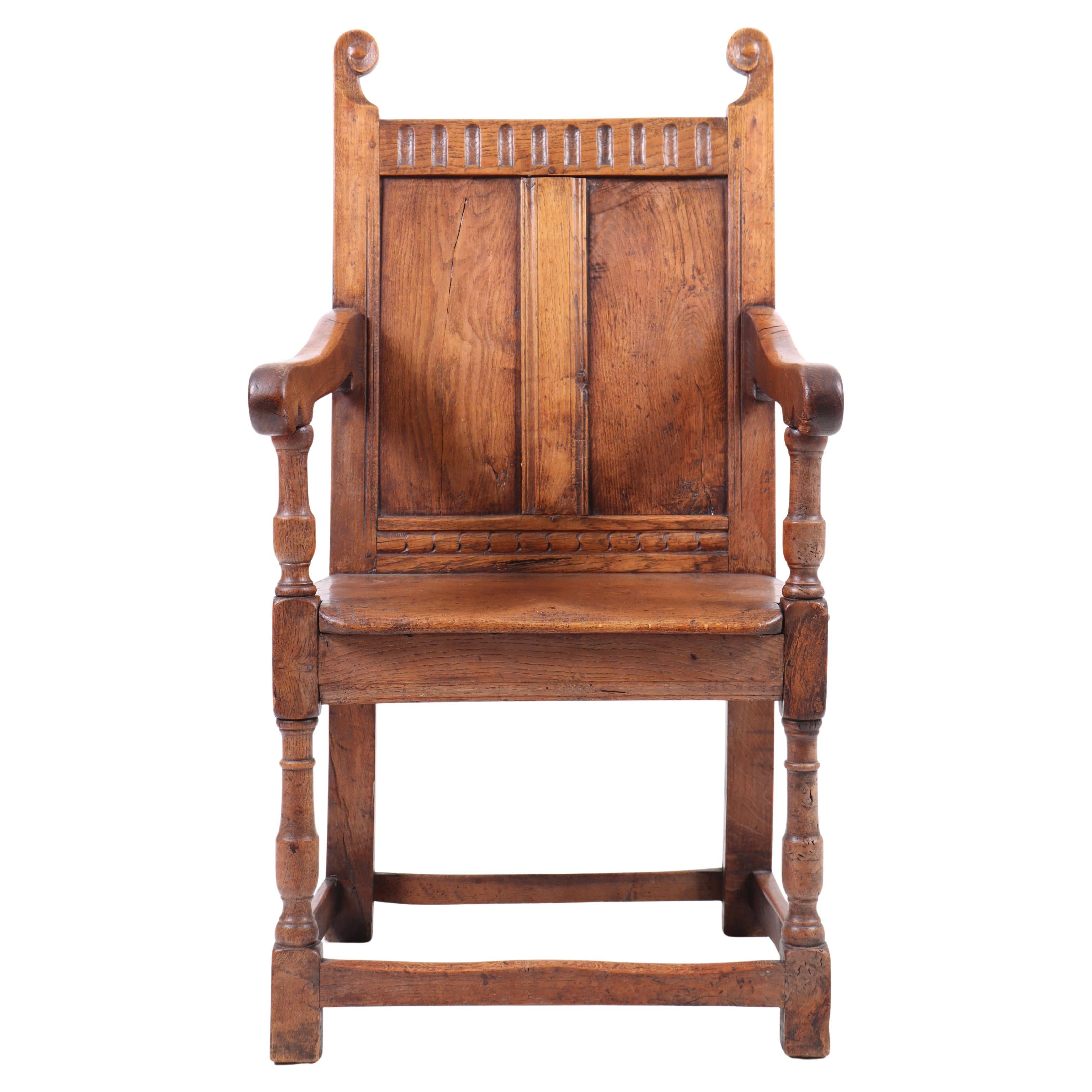 Danish 'King" Chair in Patinated Oak, Made in Denmark 1910s