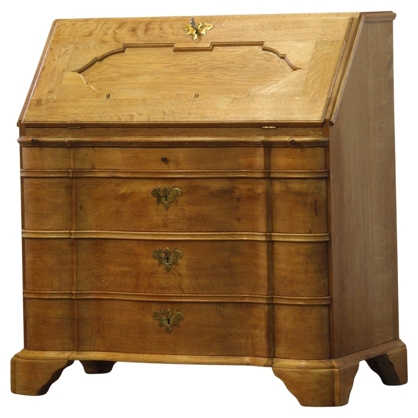 Danish Kjærnulf/Baroque style Oak Secretary Bureau, Slant Front Desk