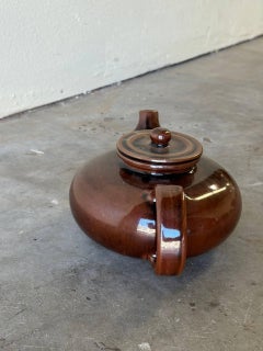 Danish Knabstrup Keramik Teapot Vintsge Scandinavian Modern Brown Glazed Ceramic