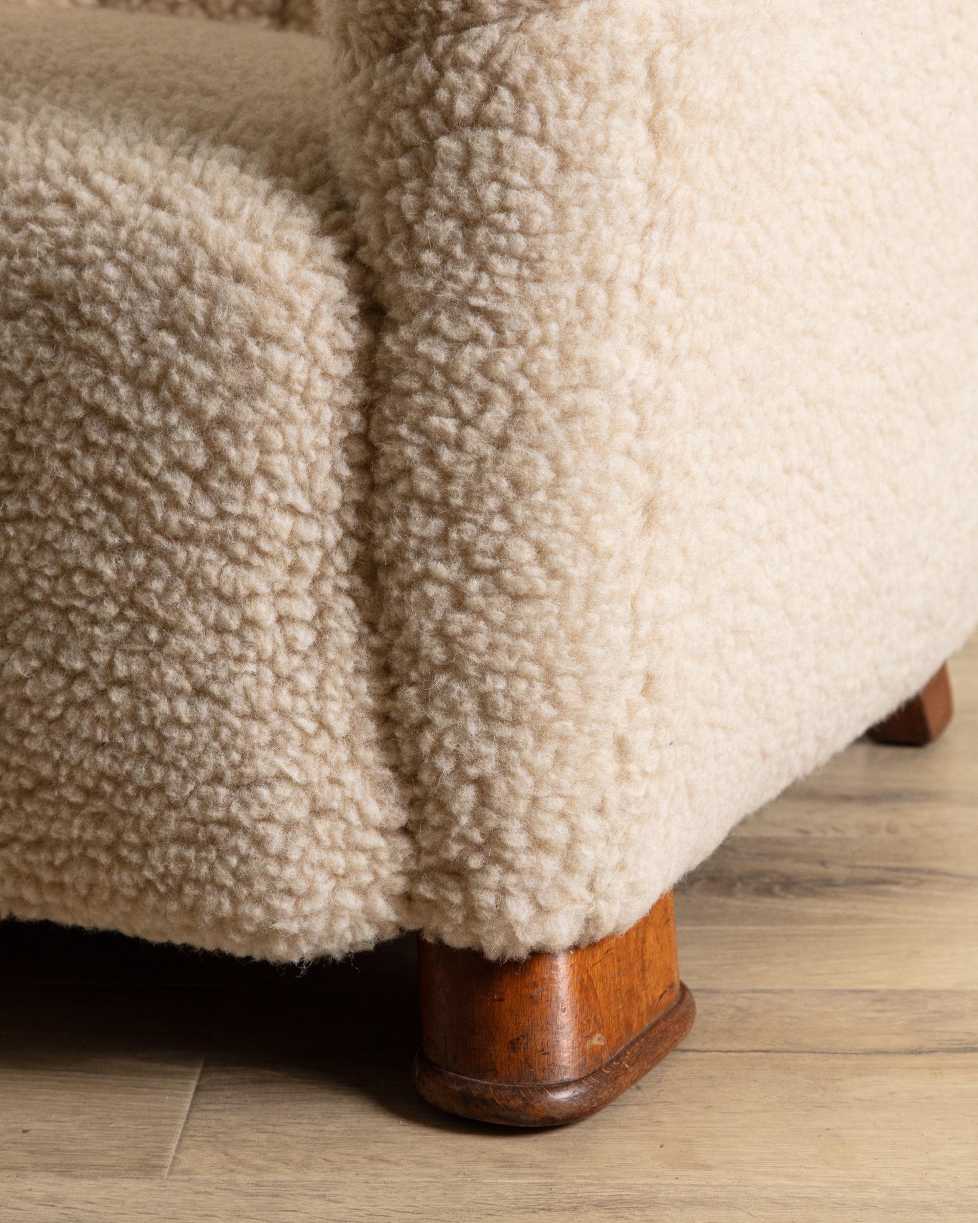 Danish Lambs Wool Easy Chair Manner of Flemming Lassen, Denmark, 1930's For Sale 3