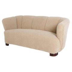 Danish Lambswool Banana Sofa Attr. Slagelse C. 1930's