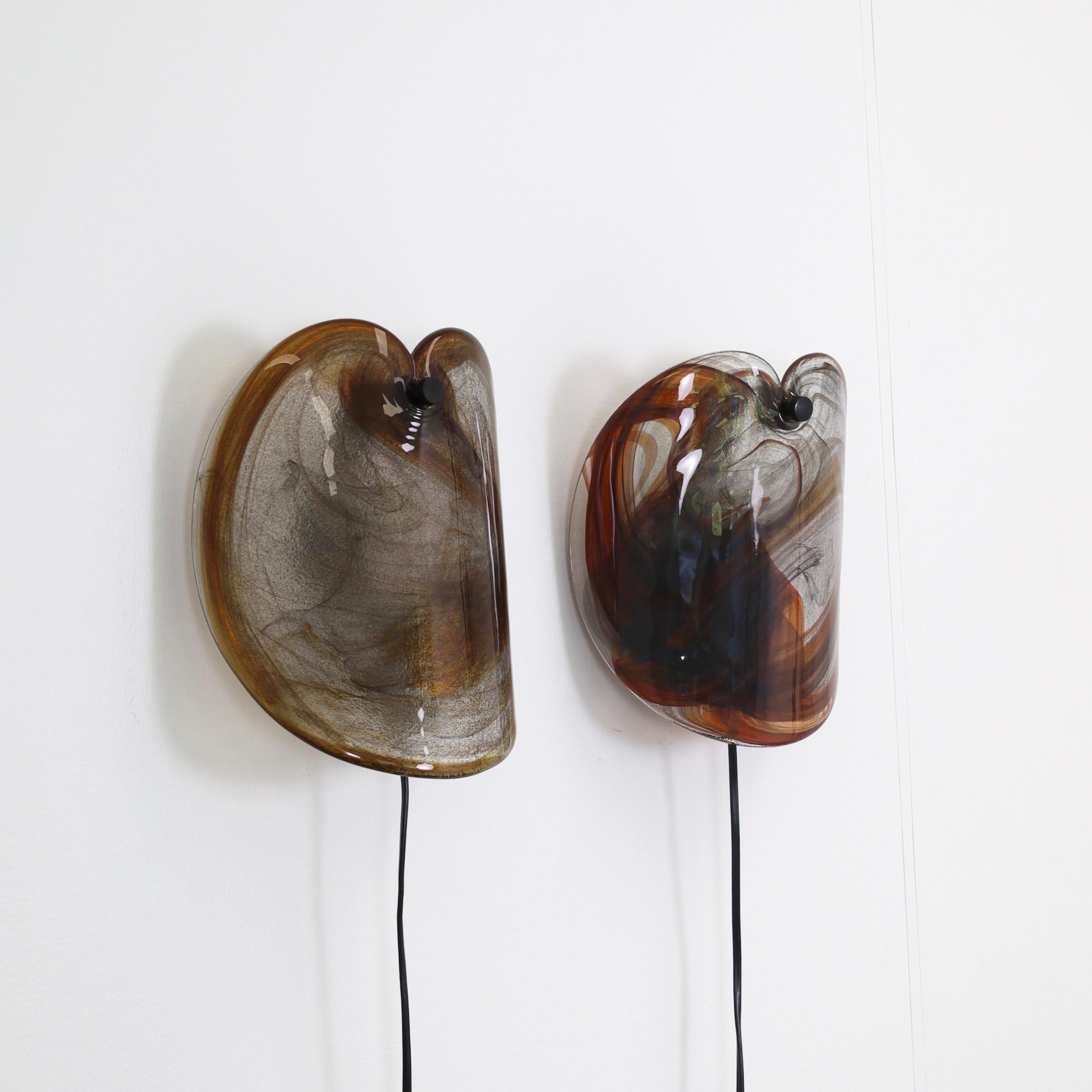 Fin du 20e siècle Lampes danoises Appliques d'art par Per Lütken pour Holmegaard, 1970, Danemark en vente