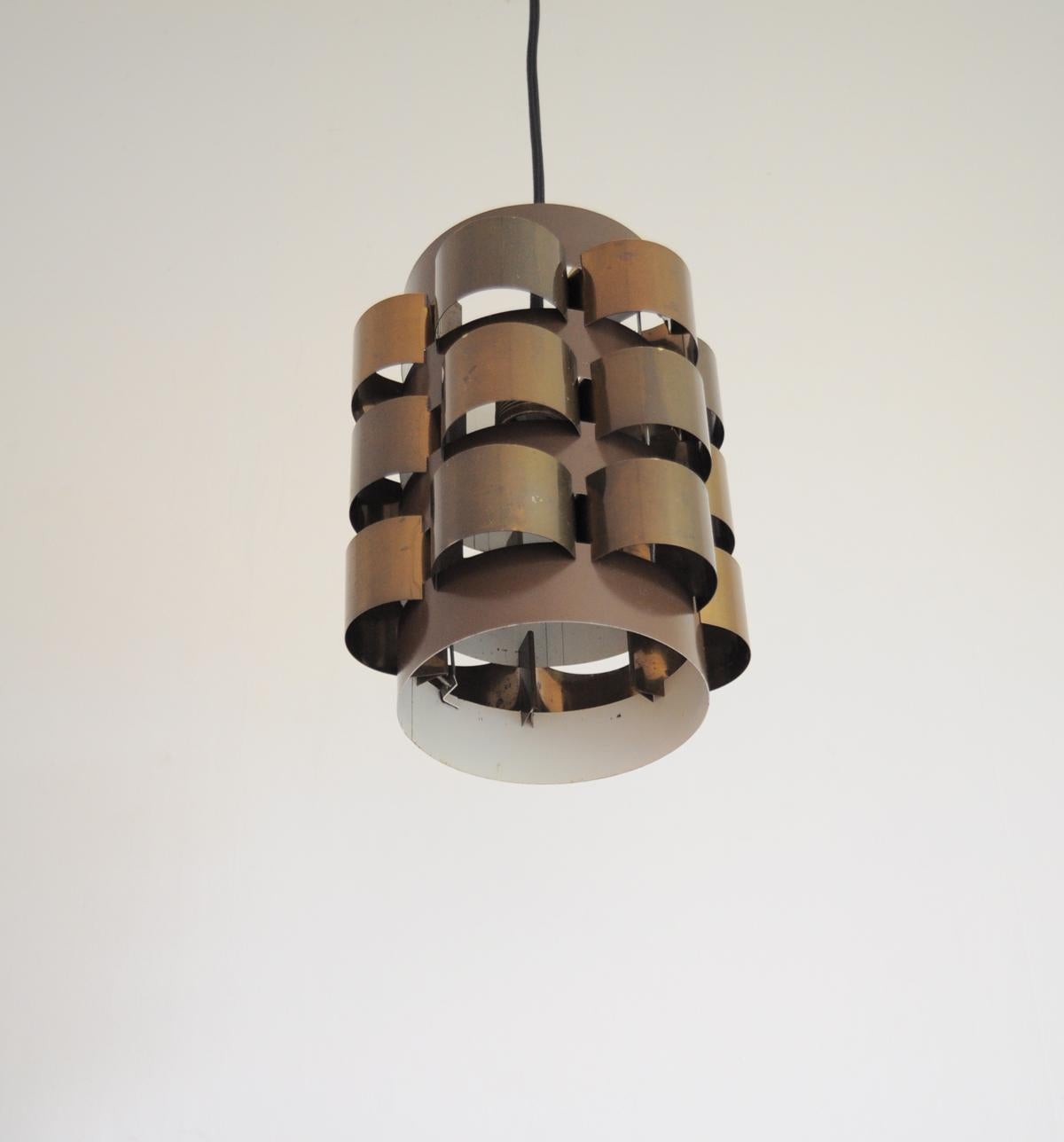 Metal Danish Lamp with Patinated Brass Elements, Design by Werner Schou for Coronell