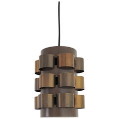 Danish Lamp with Patinated Brass Elements, Design by Werner Schou for Coronell