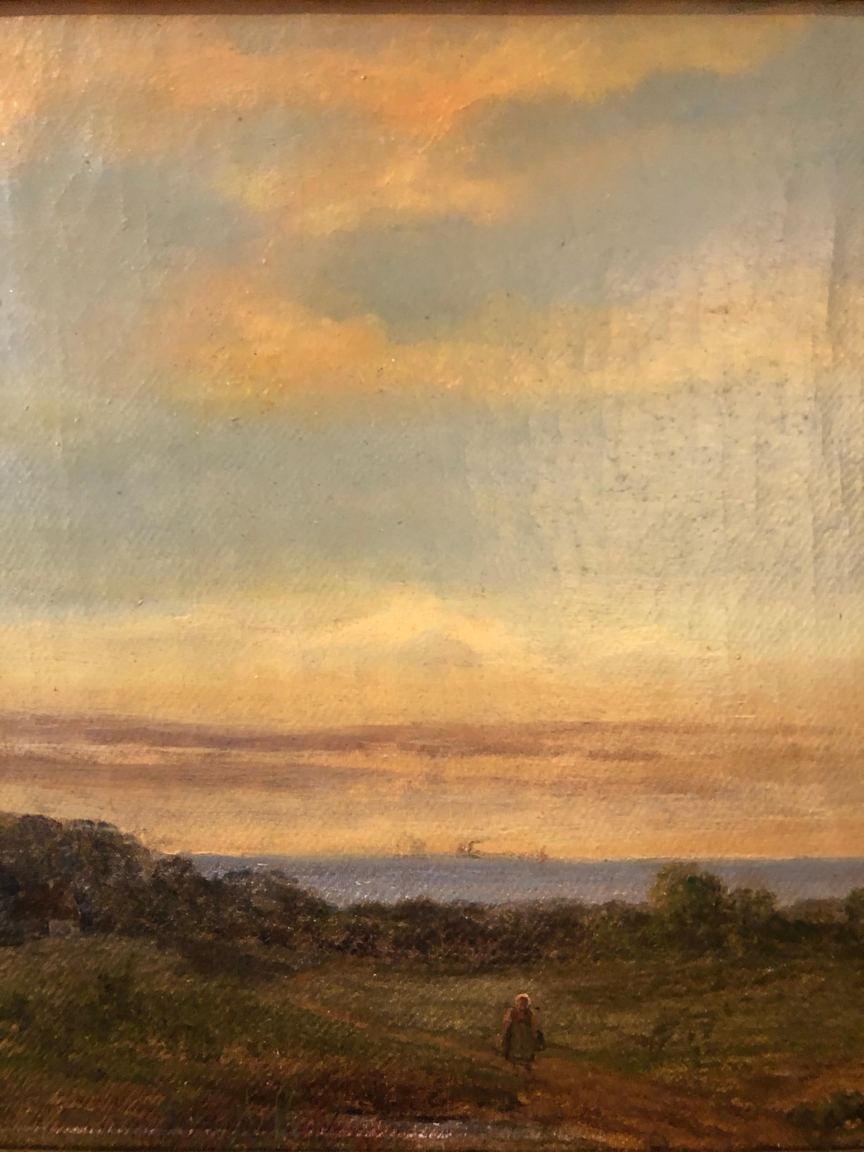 Danish Landscape with Woman, 19th Century For Sale 2