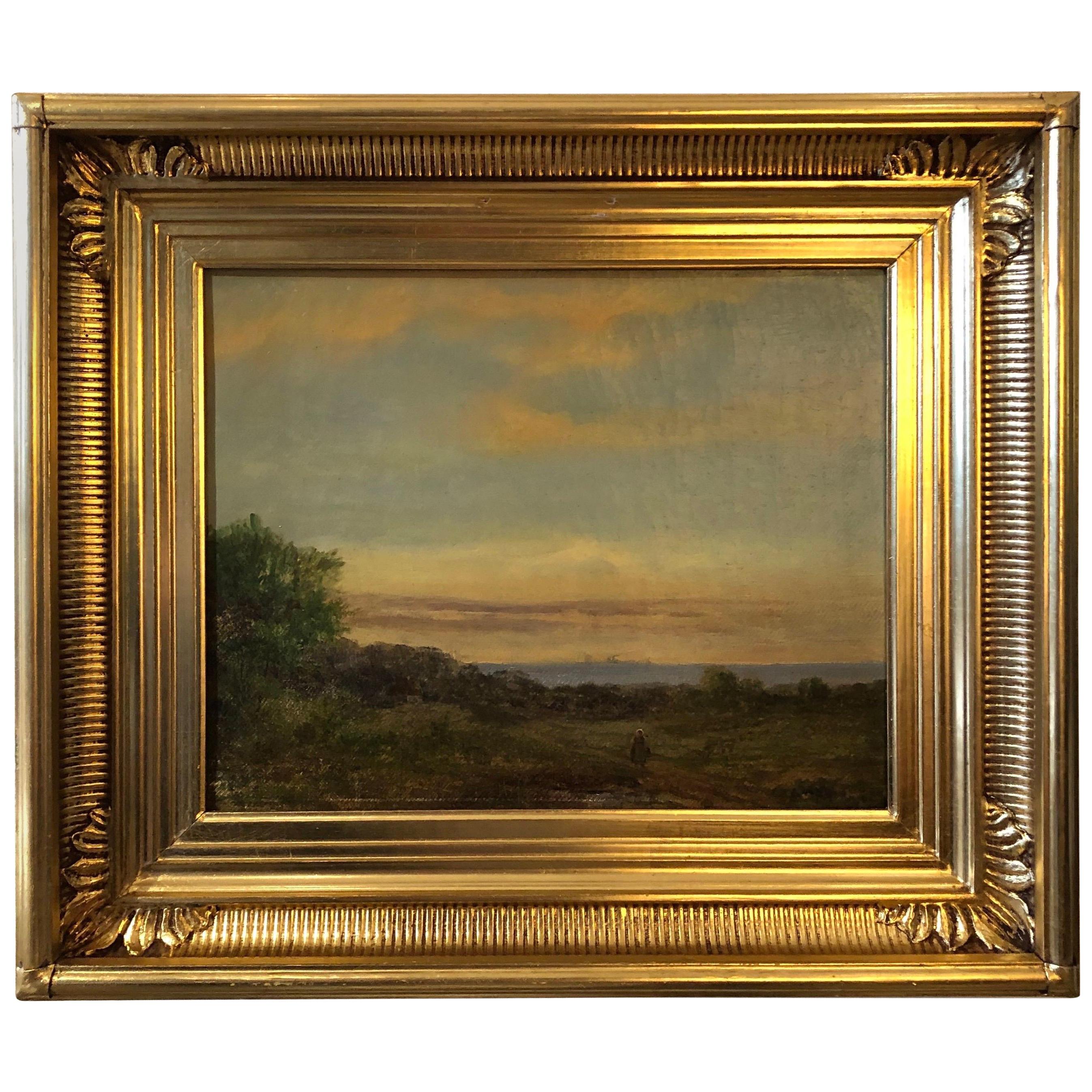 Danish Landscape with Woman, 19th Century For Sale