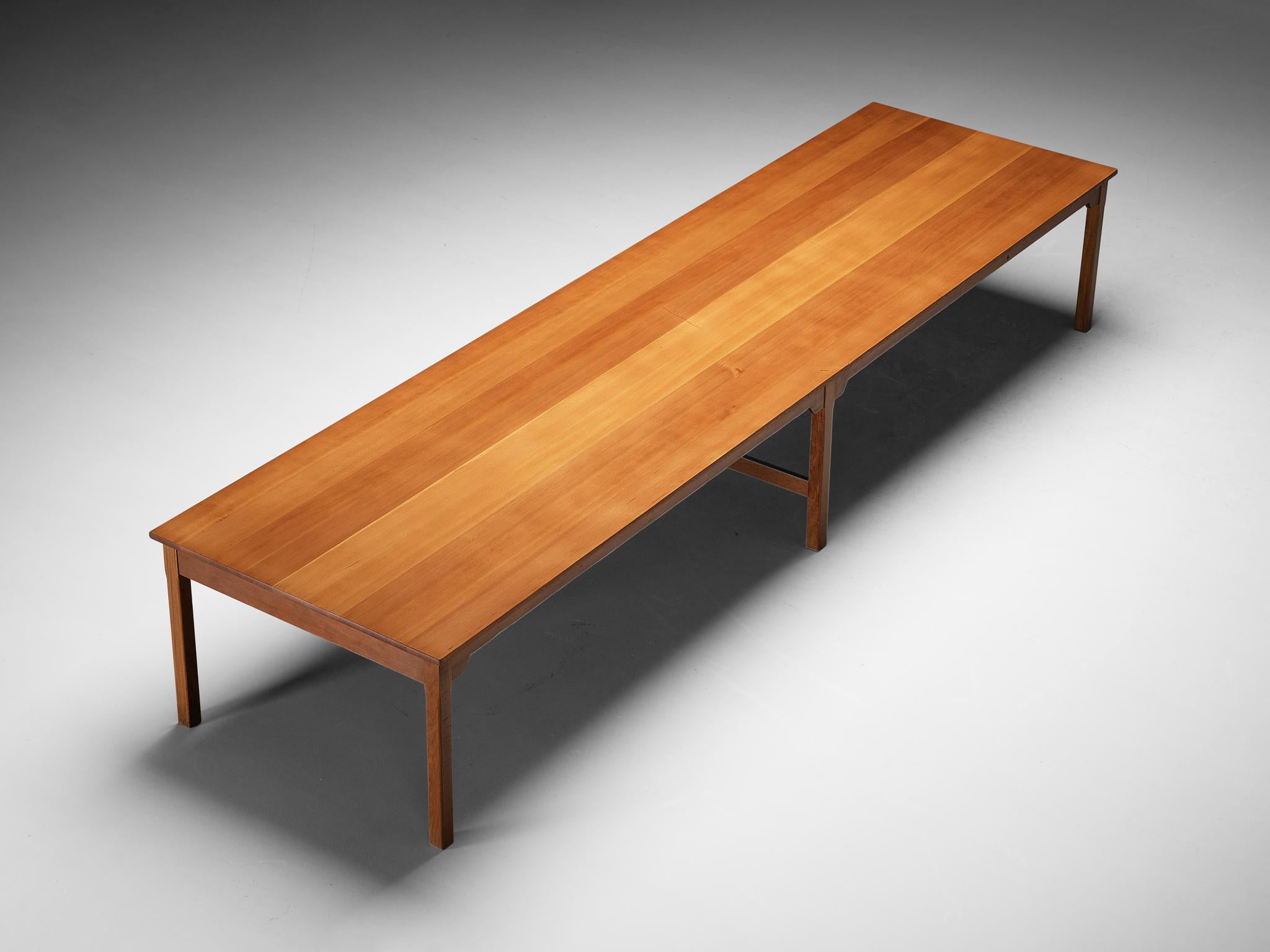 Conference or large dining table, Oregon pine, Denmark, 1960s 

Impressive in its size, this Danish table can be used in multiple settings. As a very large dining table to fit many relatives or friends, or as a conference table in an office setting.