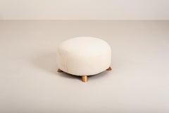 Danish Large Stool Upholstered in 'Casentino' Woollen Fabric, Denmark 1940s