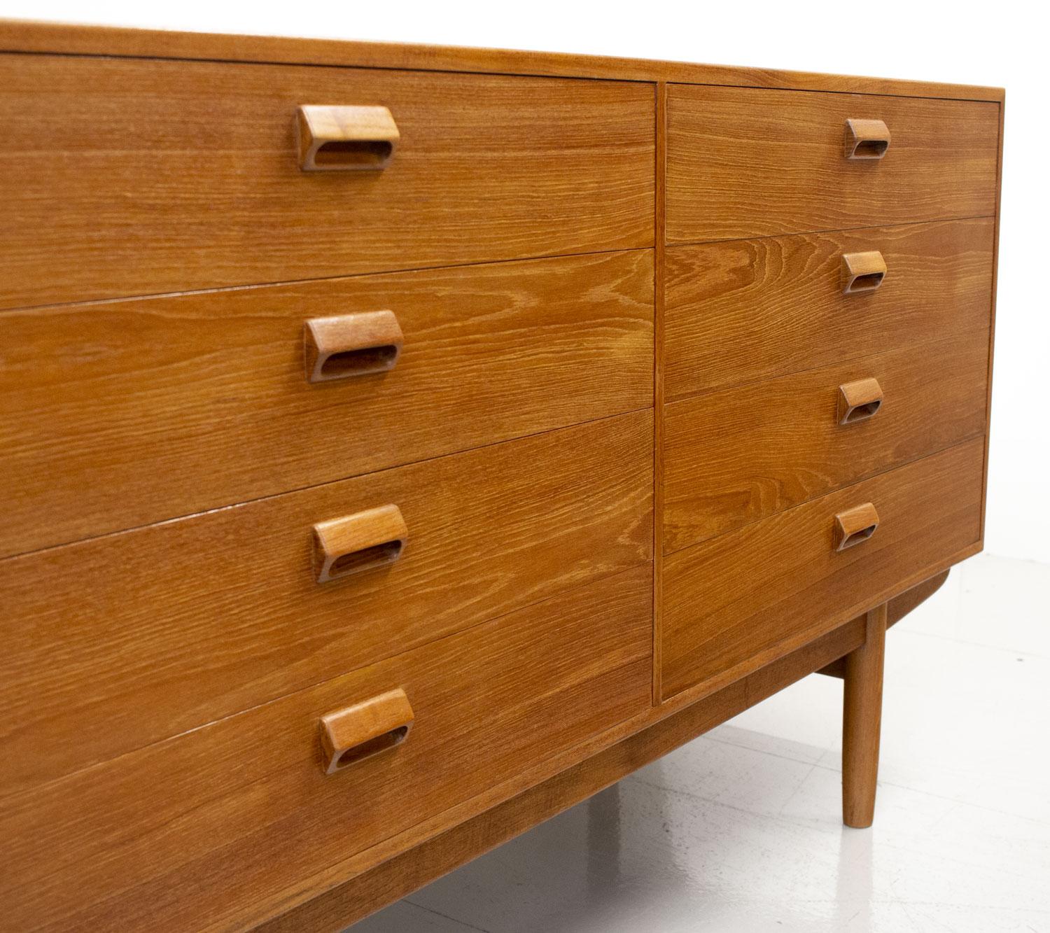 20th Century Danish Large Teak Chest of Drawers by Borge Mogensen for Soborg, 1950s For Sale