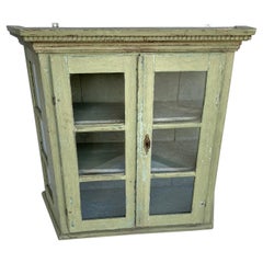 Danish Late 18th Century Folk Art Wall Cabinet Or Tabletop Vitrine With Glass