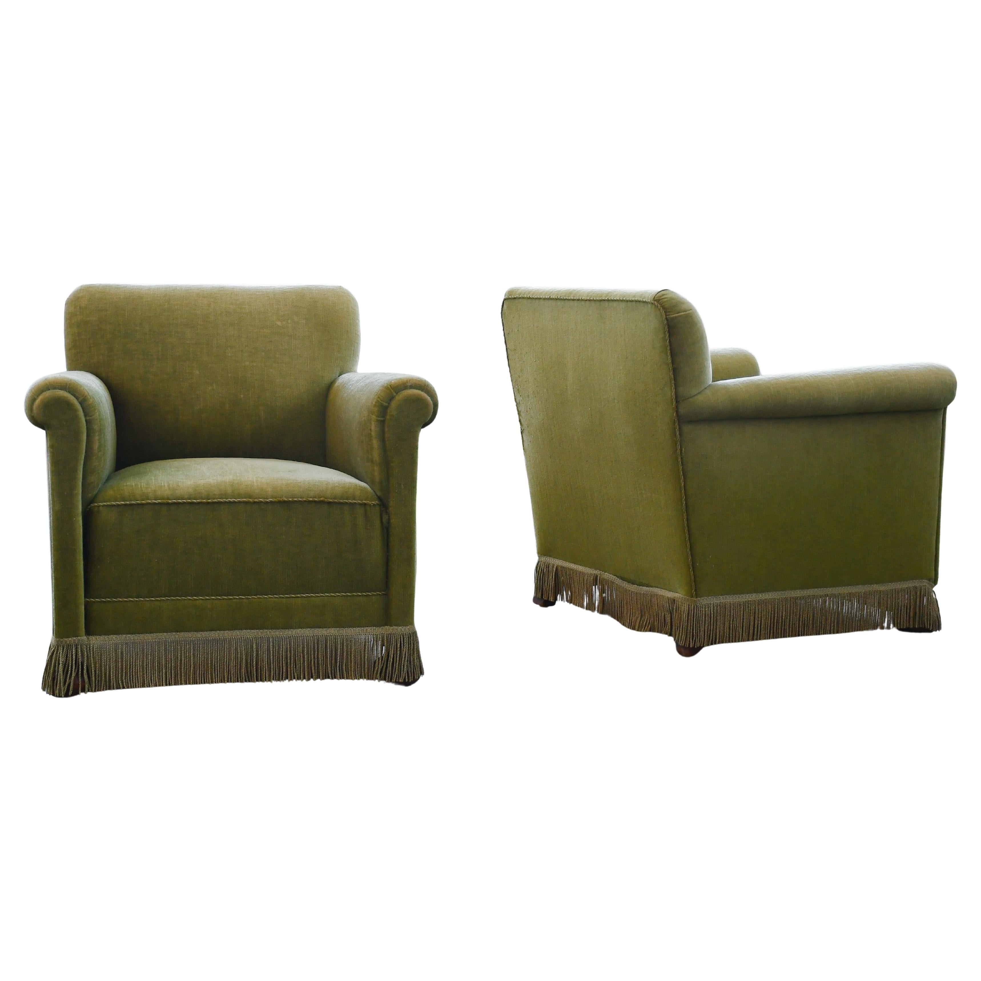 Danish Late Art Deco Early Midcentury Pair of Lounge Chair 1930-40s