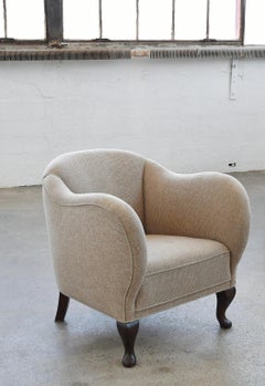 Danish Late Art Deco Lounge Chair with Cabriole Legs