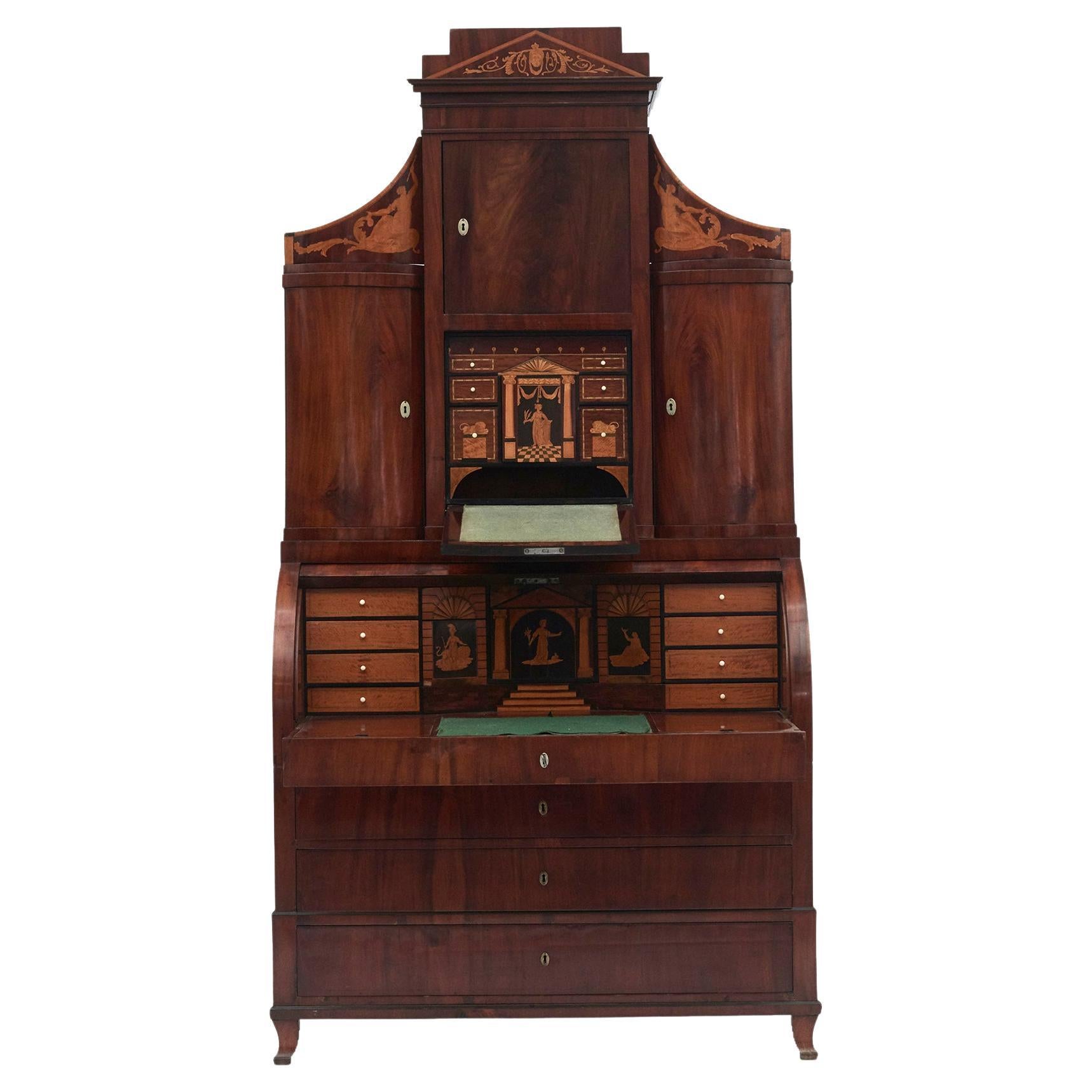 Danish Late Empire Mahogany With Inlay Bureau / Secretair 