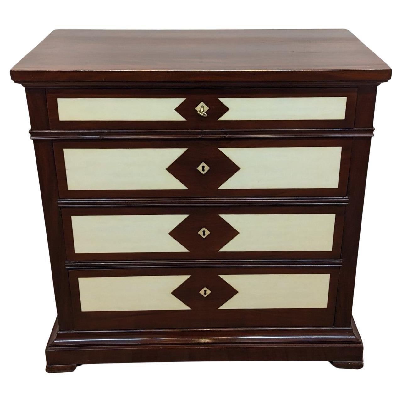 Opaline Glass Danish Late Empire Chest of Drawers  For Sale
