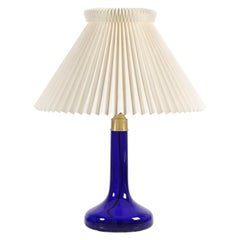 Danish Le Klint Table Lamp 343 by Holmegaard of Blue Glass with Original Shade