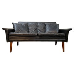 Danish Leather and Rosewood Loveseat