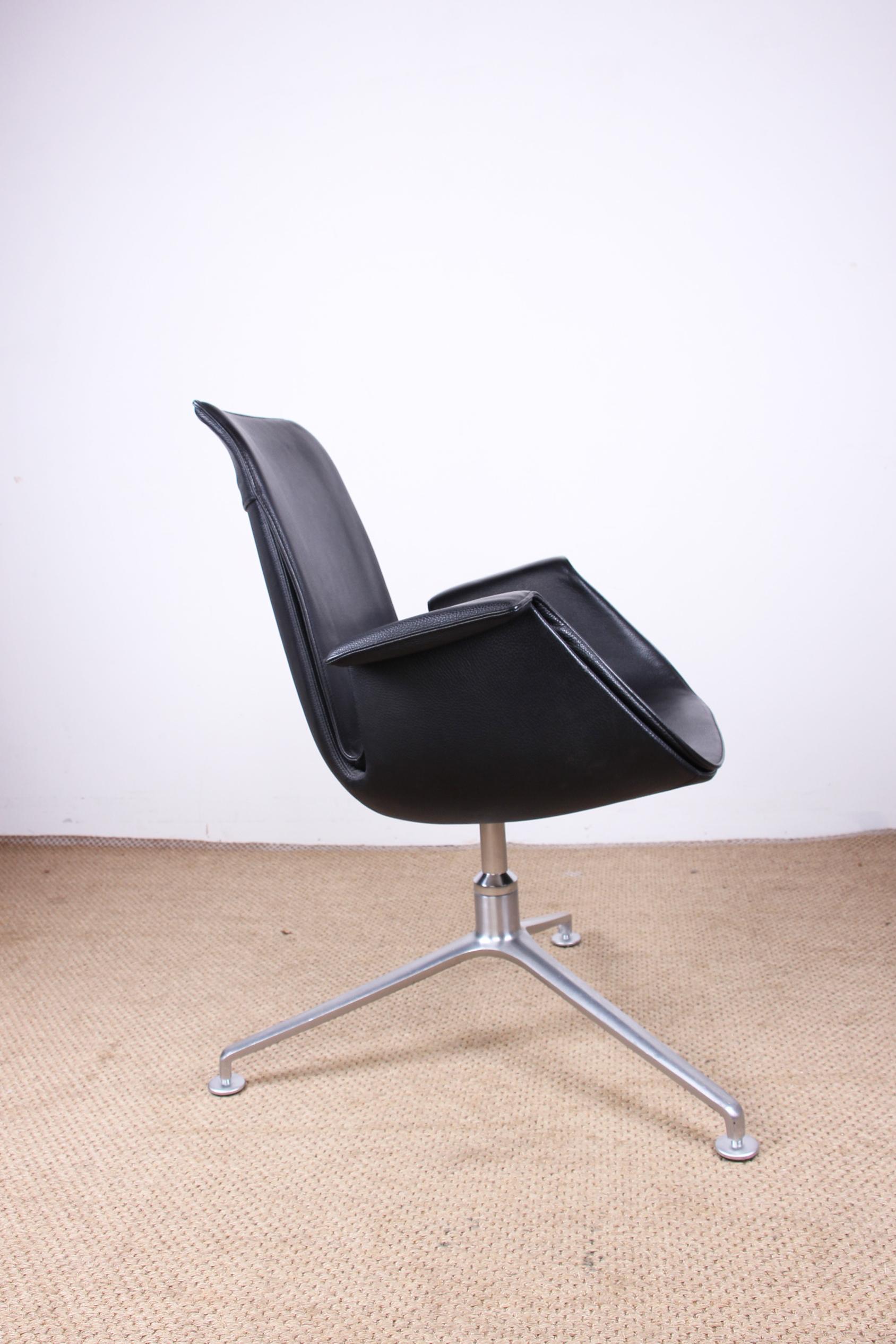 Danish Leather and Steel Armchair, Model FK 6725 by Preben Fabricius For Sale 6