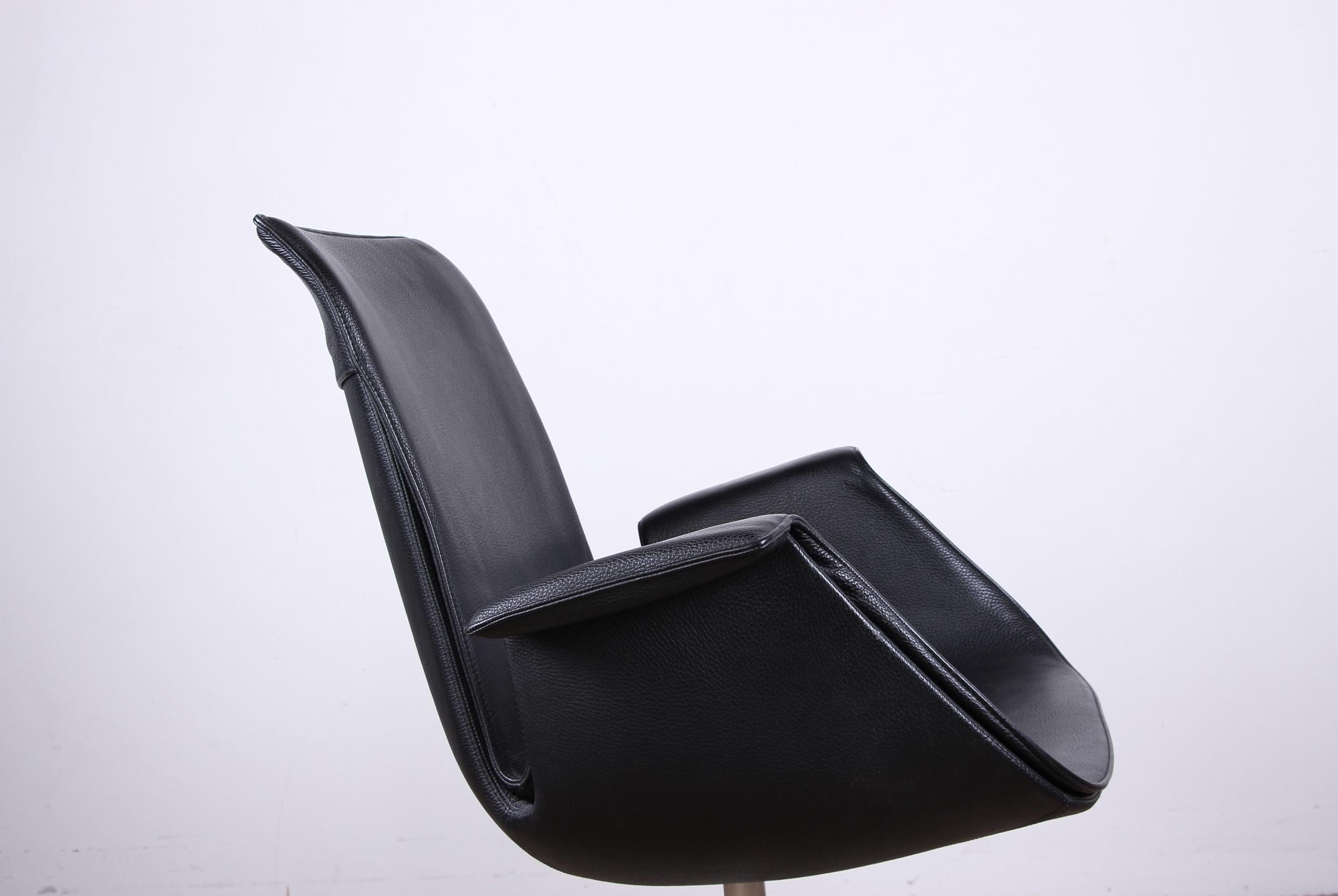 Danish Leather and Steel Armchair, Model FK 6725 by Preben Fabricius For Sale 7