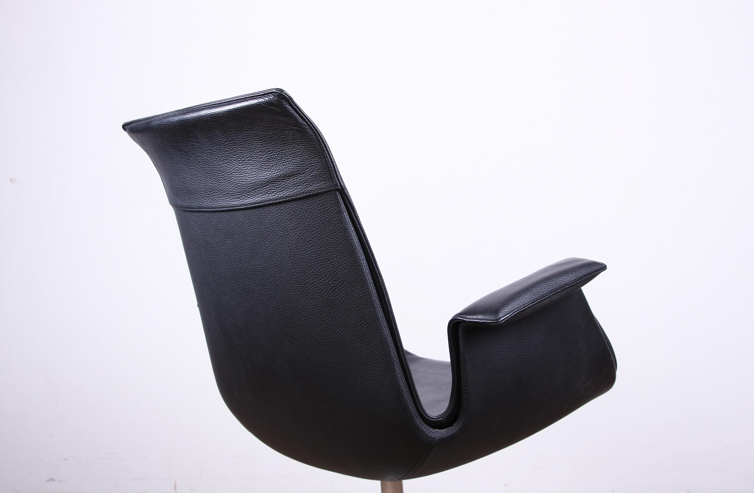 Danish Leather and Steel Armchair, Model FK 6725 by Preben Fabricius For Sale 8