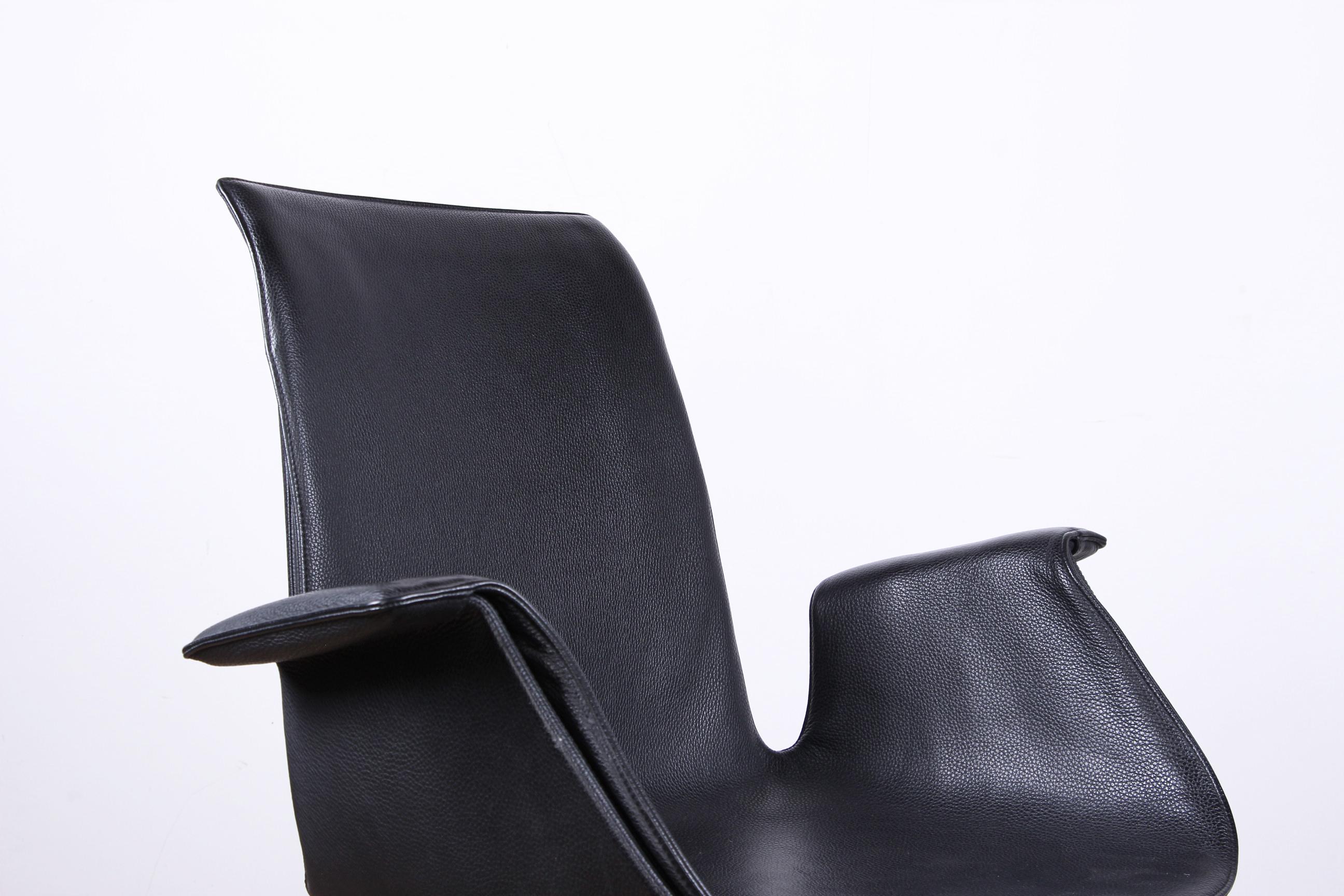 Danish Leather and Steel Armchair, Model FK 6725 by Preben Fabricius For Sale 3