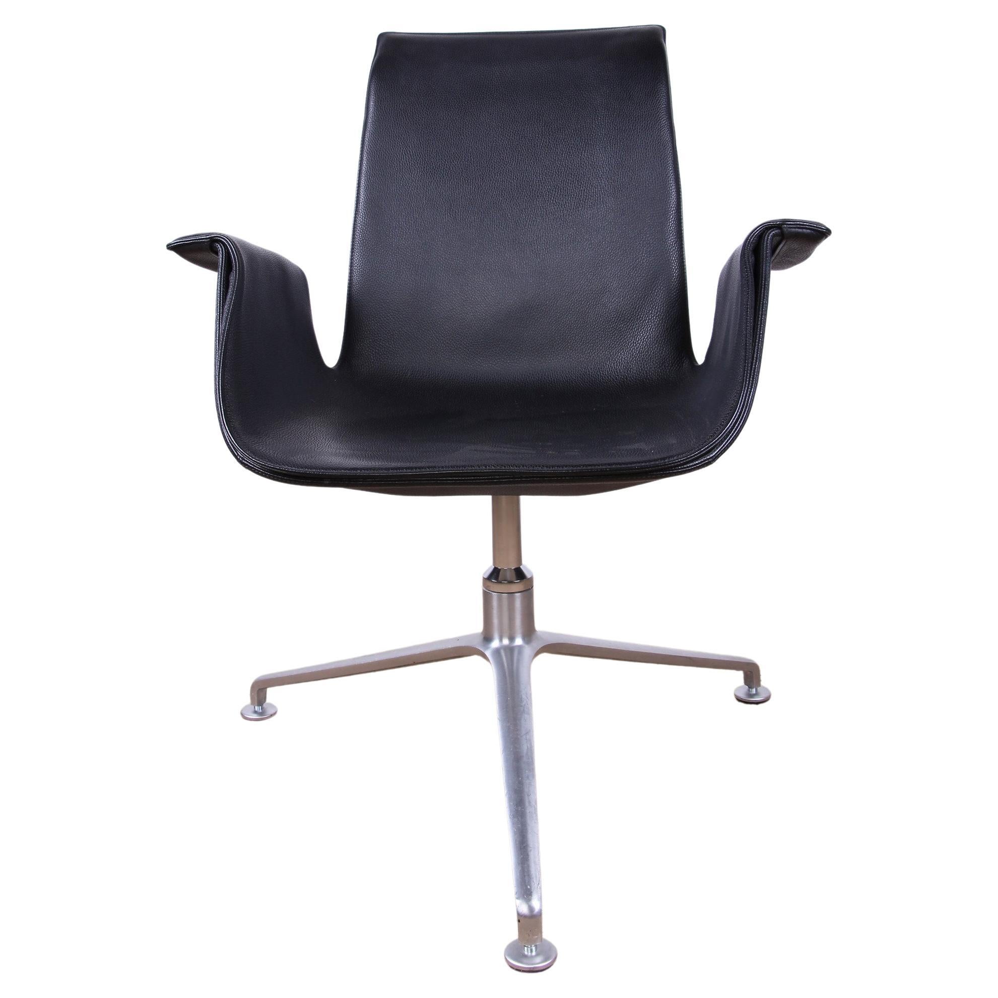 Danish Leather and Steel Armchair, Model FK 6725 by Preben Fabricius For Sale