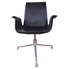 Danish Leather and Steel Armchair, Model FK 6725 by Preben Fabricius