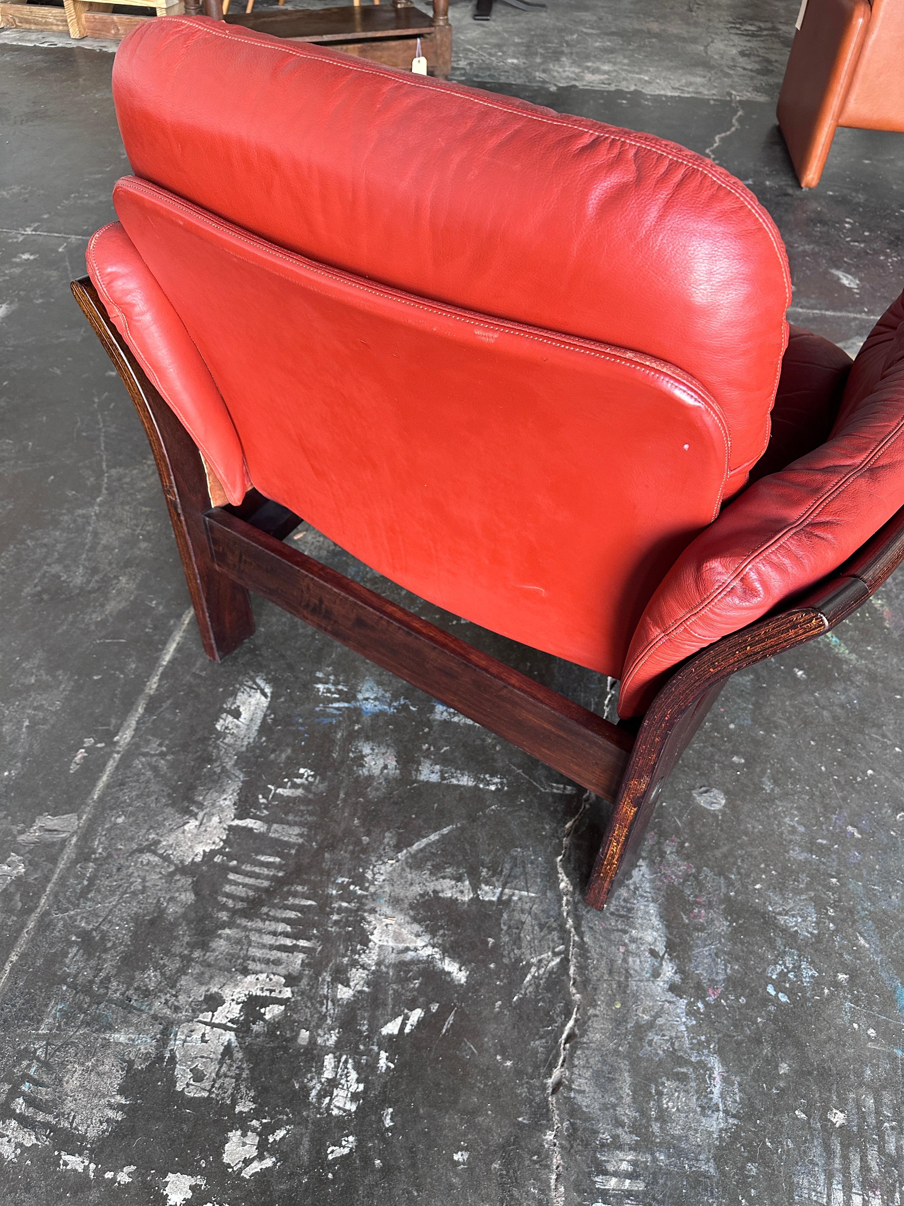 Danish Leather and Suede Chair by Thams Kvalitet In Good Condition For Sale In Nashville, TN