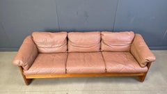 Dänisches 3-Sitzer-Sofa aus Leder und Teakholz von Mikael Laursen, 1970er