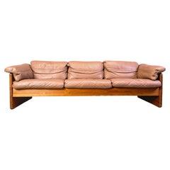 Dänisches 3-Sitzer-Sofa aus Leder und Teakholz von Mikael Laursen, 1970er