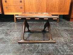 Danish Leather and Wenge Wood ‘Guldhoj’ Stool by Poul Hundevad