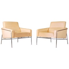 Danish Leather Arne Jacobsen Series 3300 Lounge Chairs, Fritz Hansen, Vintage
