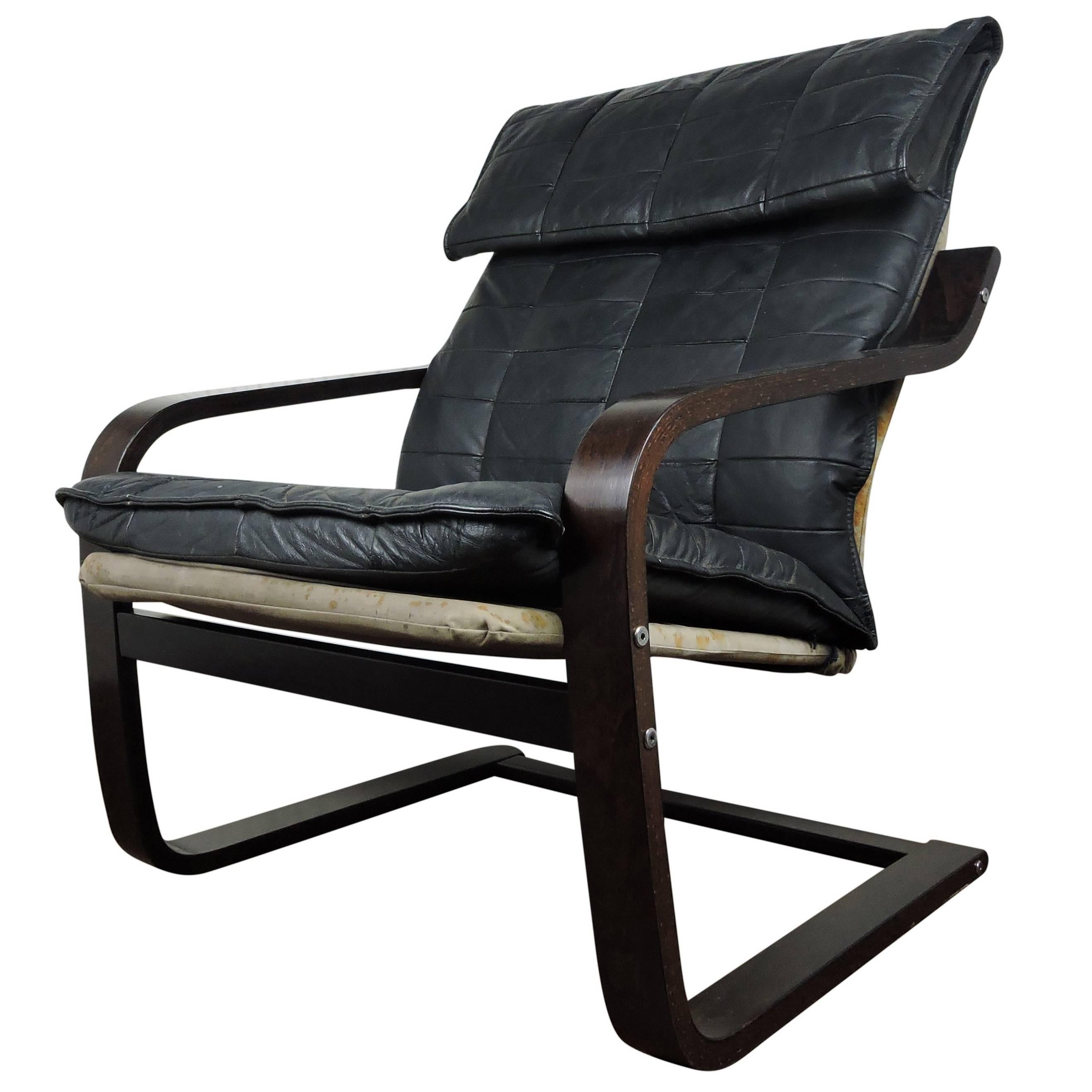 Danish Leather Cantilever Chair